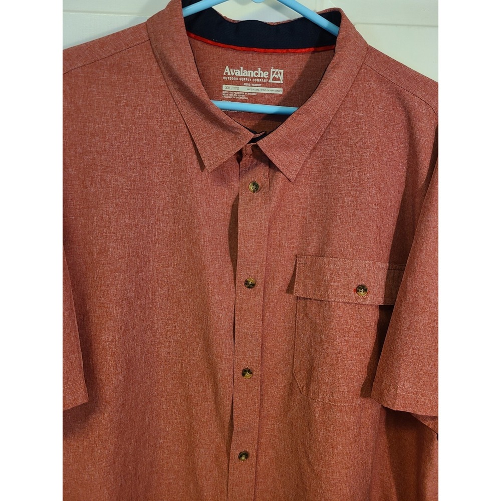 Avalanche Outdoor Supply Mens 2XL Red Short Sleeve Front Pocket Stretch Travel